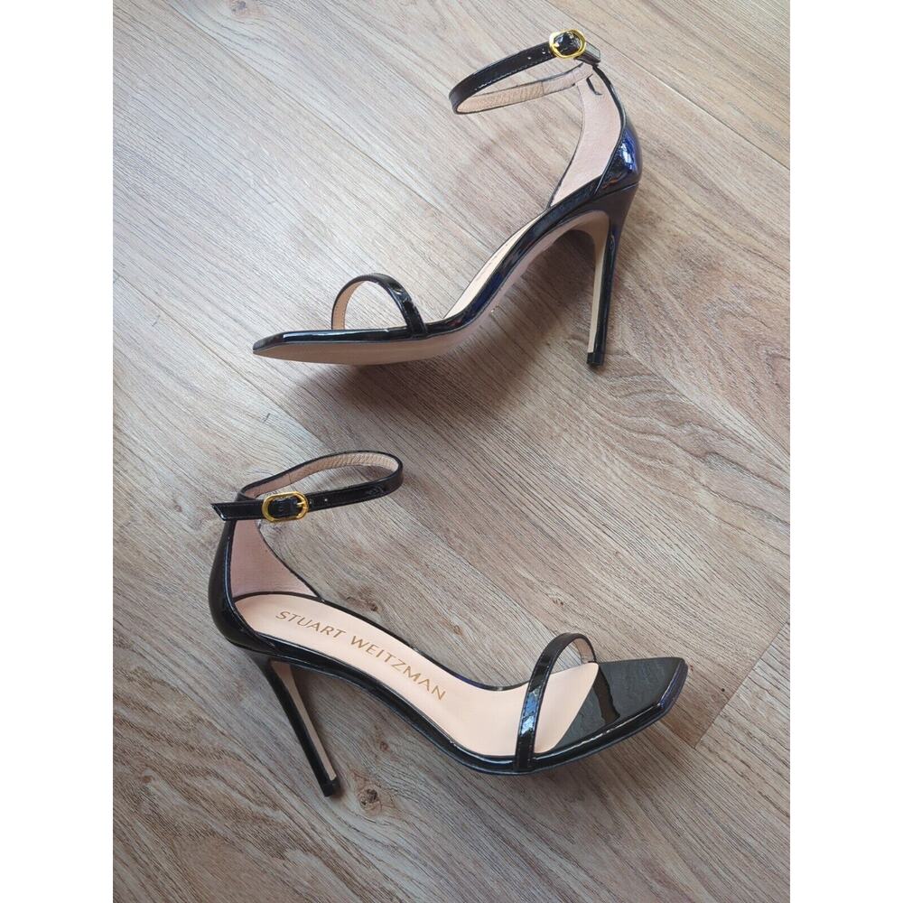 Stuart Weitzman Nudistcurve 100 Nudist Patent Sandal Stiletto Heels Womens 10 - Picture 9 of 16